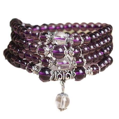 Votre Bracelet Mala Perles D Am Thyste Violet Fait Main Crystal