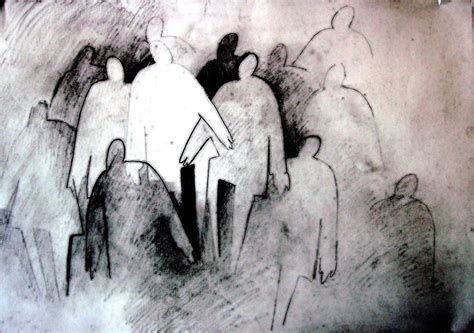 Иллюстрация человек в толпе в стиле графика | Illustrators.ru