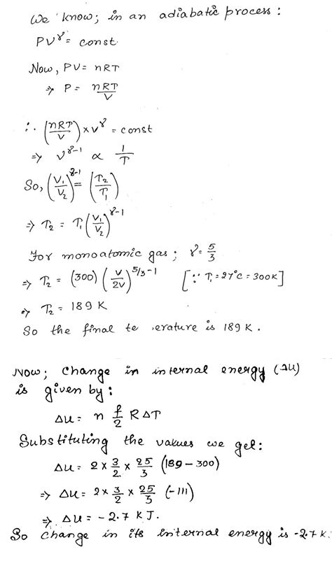 Two Moles Of An Ideal Monoatomic Gas Occupies A Volume V At C The