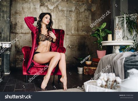 Beautiful Woman Lingerie Showing Long Legs Stock Photo Shutterstock