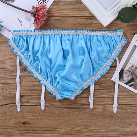 Mens Satin Lingerie Crossdress Panties Sissy Underwear With Garters G String Ebay