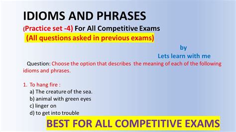 Idiom And Phrases Practice Set Idiom And Phrases For Ssc Cgl