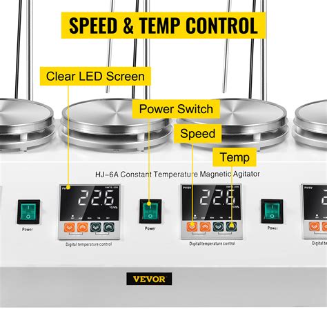 Units Heads Digital Thermostatic Magnetic Stirrer Hot Plate Mixer W Stir Bars Vevor Us