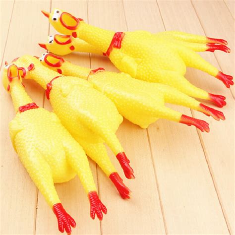 Buy 17cm Yellow Screaming Rubber Chicken Pet Dog Toy Squeak Squeaker