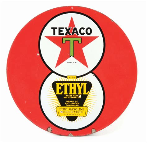 Lot Detail Rare Texaco Ethyl Gasoline Porcelain Service Station Sign