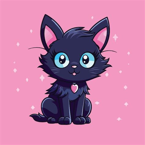 Desenho felino bonitinho kawaii anime gatinho preto mágico bruxa do