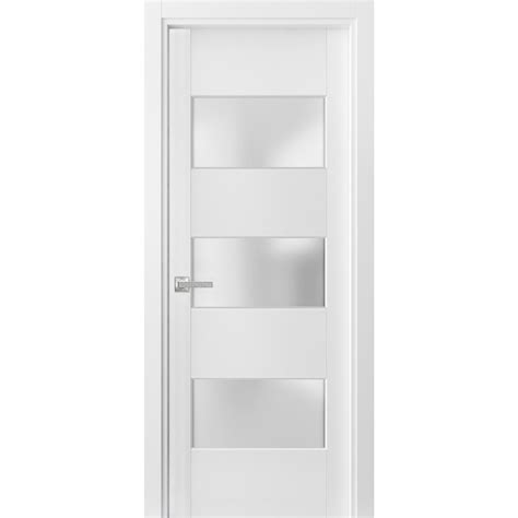 Solid French Door Frosted Glass 3 Lites | Lucia 4070 White Silk