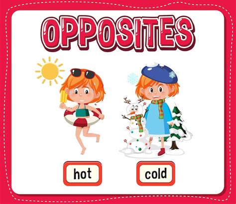 Premium Vector Opposite Words For Hot And Cold