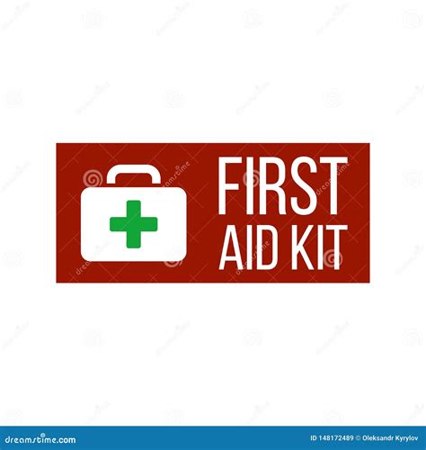 First Aid Kit Label Or Sign Medical Box With Cross Medical Equipment