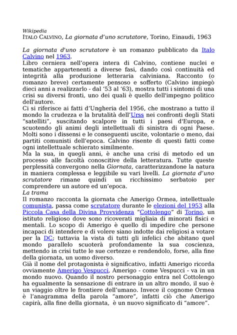 Italo Calvino La Giornata Di Uno Scrutatore Scheda Wikipedia Italo