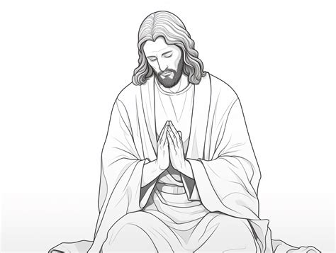 Tranquil Jesus Praying Coloring Coloring Page