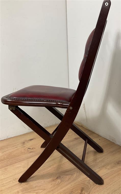 Style Folding Chair With Leather Seat And Back Craftwork Made In Italy