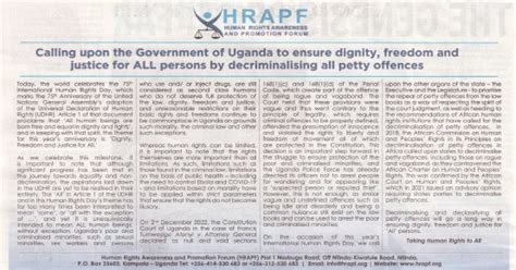 Hrapf Press Statement For International Human Rights Day 2022 Human