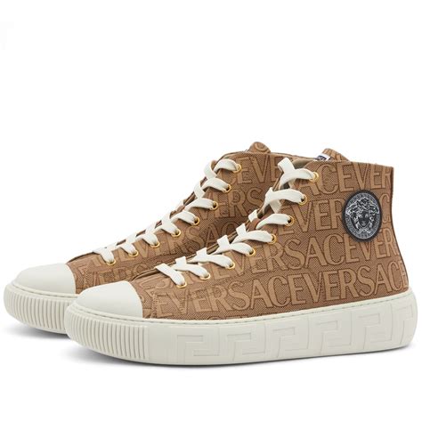 Versace Hi Top Top Sneakers Beige Editorialist