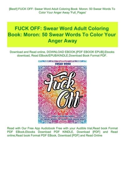 Best FUCK OFF Swear Word Adult Coloring Book Moron 50 Swear Words To Color Your Anger Away