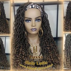 Headband Wig Black Blonde Goddess Faux Loc Wig Long Wavy Blonde Tips Ends 27 Hair Bohemian Boho