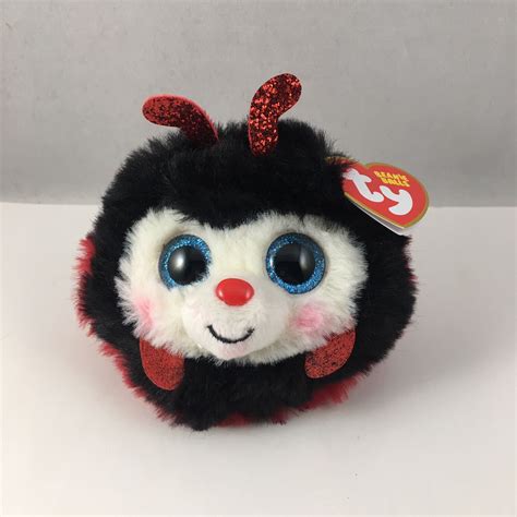 Ty Puffies Beanie Balls Izzy The Ladybug 4 Inch Plush Toy New