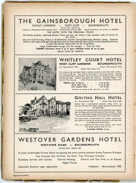 1953 54 Bournemouth Guide Page 100 Gainsborough Hotel Gai Flickr