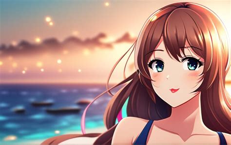 Personaje de chica linda con bikini ilustración d cg Foto Premium