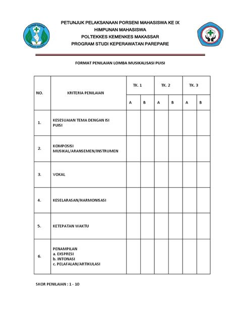 Contoh Format Penilaian Puisi Koleksi Gambar