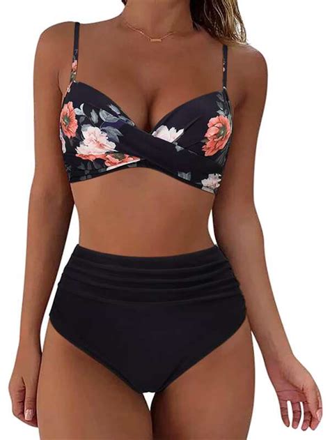 Floral Print Push Up Bikini Swimsuit SHEIN UK