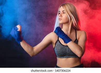 Attractive Blonde Woman Fighter Boxing Bandages Stock Photo 1407306224 Shutterstock