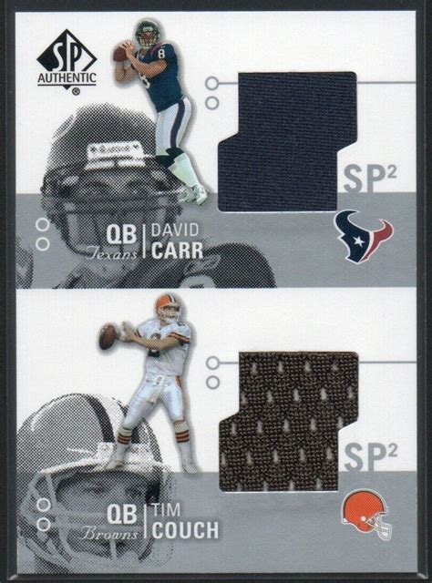 Tim Couch David Carr 2002 SP Authentic Threads Doubles Dual Jersey