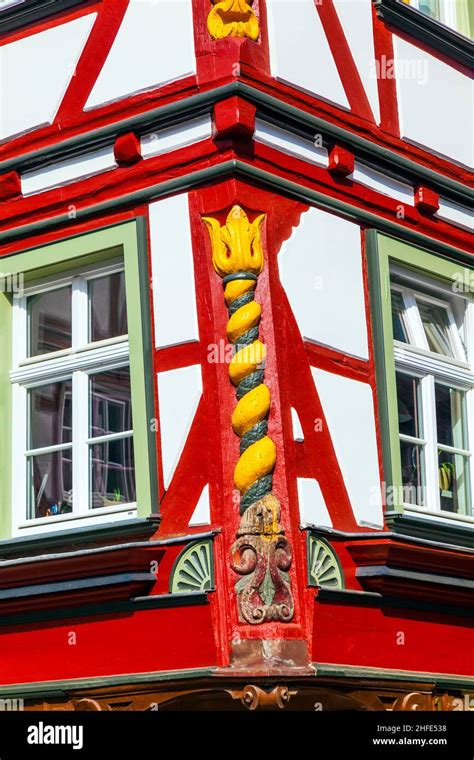 old town of wetzlar with timbered houses and carvings in the wood Stock Photo - Alamy