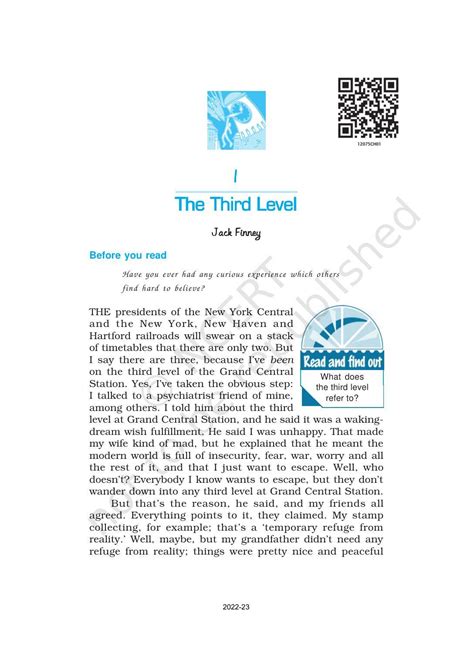 Ncert Book For Class English Chapter The Third Level Indcareer Docs