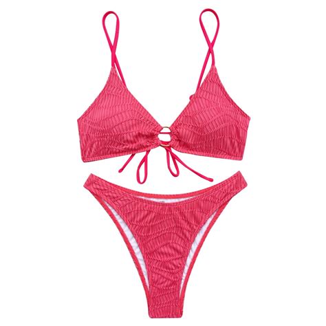 Sngxgn High Waisted Swimsuits For Women Bikini Sets Sets Tummy Control Watermelon Red S