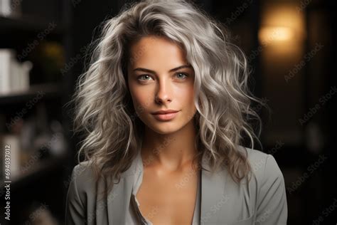 Captivatingly Chic A Fashion Model Poses With Her Layered Blonde Locks Cascading Down Her Face