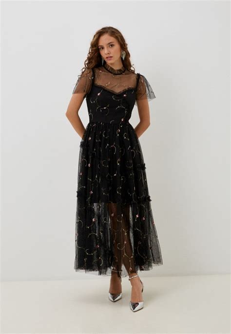 Платье Rich Naked Luna midi dress цвет черный MP002XW0XH36 купить в интернет магазине Lamoda