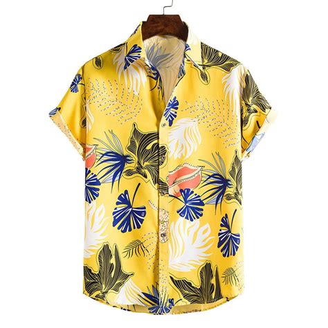 Fafwyp Men S Big Tall Hawaiian Shirts Tropical Printed Summer Casual