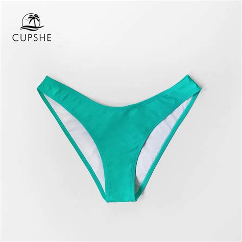 Cupshe Solid Mint Shirring Low Waist Bikini Bottom Women Sexy Single Panties Briefs