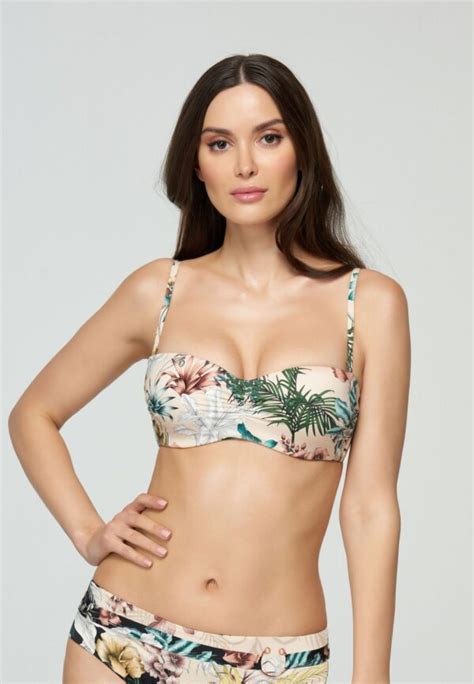 Marc And Andre Floral Touch Bandeau Bikini With Full Coverage Bottom Brown Style L2308 Y 992