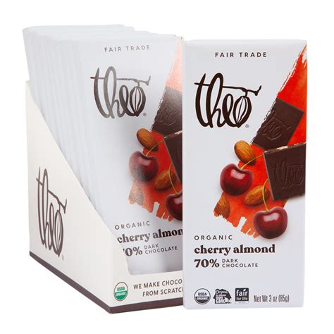 Theo Dark Chocolate Cherry Almond 3 Oz Bar Nassau Candy