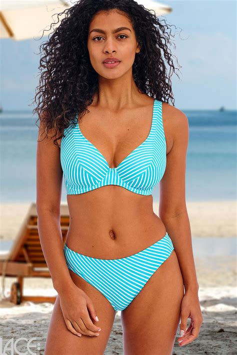 Freya Swim Jewel Cove Bikini Bh Tiefes Dekollet F K Cup Stripe Turquoise Lace De