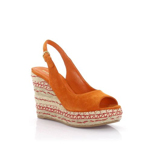Sergio Rossi Platform Sandals Calfskin Suede Orange Lyst