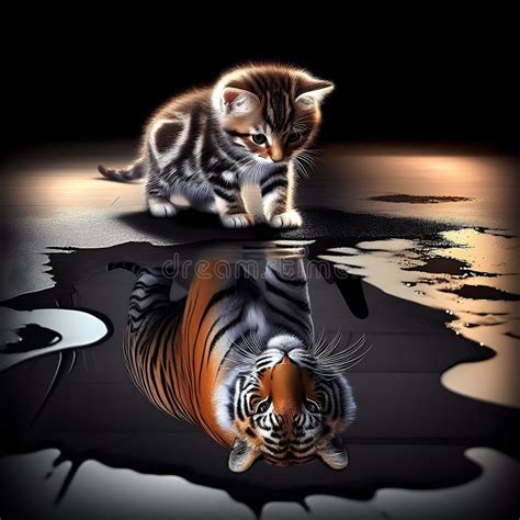 Kitten Tiger Reflection Stock Illustrations 115 Kitten Tiger