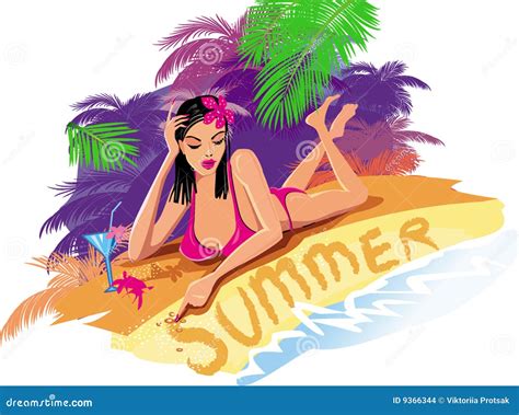Belle Femme Sexy De Plage Illustration De Vecteur Illustration Du Bikini