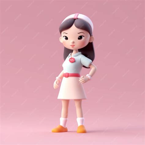 Una Figura De Una Enfermera Con Fondo Rosa Foto Premium