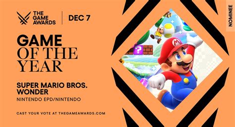 The Game Awards: Super Mario Mario Brothers Wonder; vote now! : r/Mario