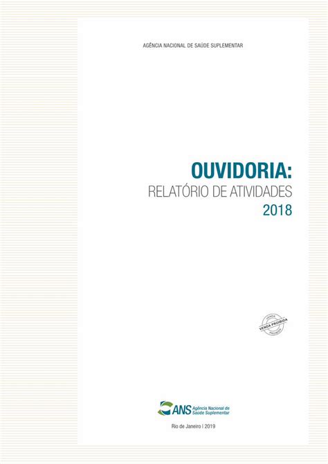 Pdf Miolo Relat Rio Ouvidoria Ans Fluxo De Entrada De