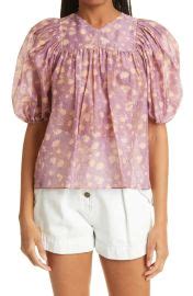 Wornontv Kyle Richards Purple Printed Top With Ruffle Sleeves On E