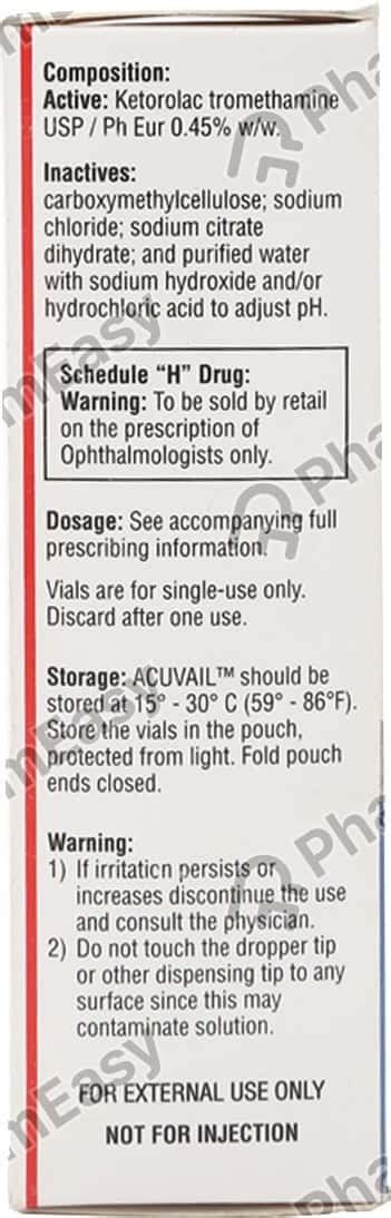 Acuvail 0 45 Eye Drop 0 4 Uses Side Effects Price And Dosage Pharmeasy