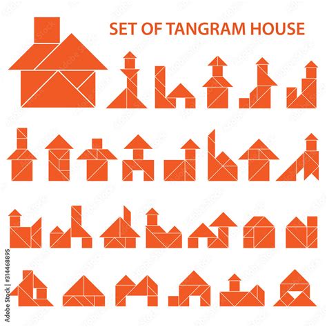 Set of vector tangram puzzles (geometric puzzle) for the development of ...