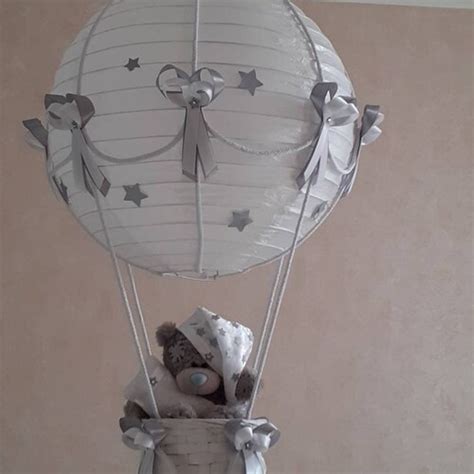 Starry Night Hot Air Balloon Nursery Light Shade In Grey And Etsy