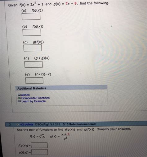 Solved Given Fx2x2 1 And Gx 7x 9 Find The