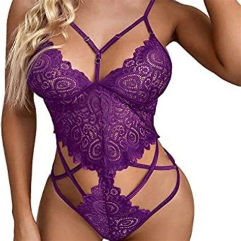 Donnalla Swim Womenslingerie Sexy Mini Lace Bodysuit Strappy Honeymoon One Piece Lingerie