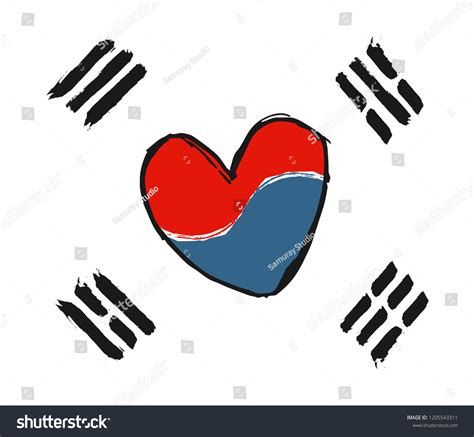 Korean Love Symbol Hand Drawn Red Stock Vector Royalty Free